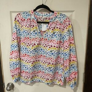 Boden Multicolor Spot Long Sleeve Blouse